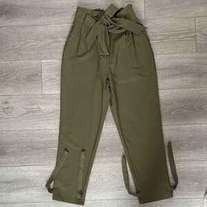 Grace Karin Khaki Tie-Waist Trousers